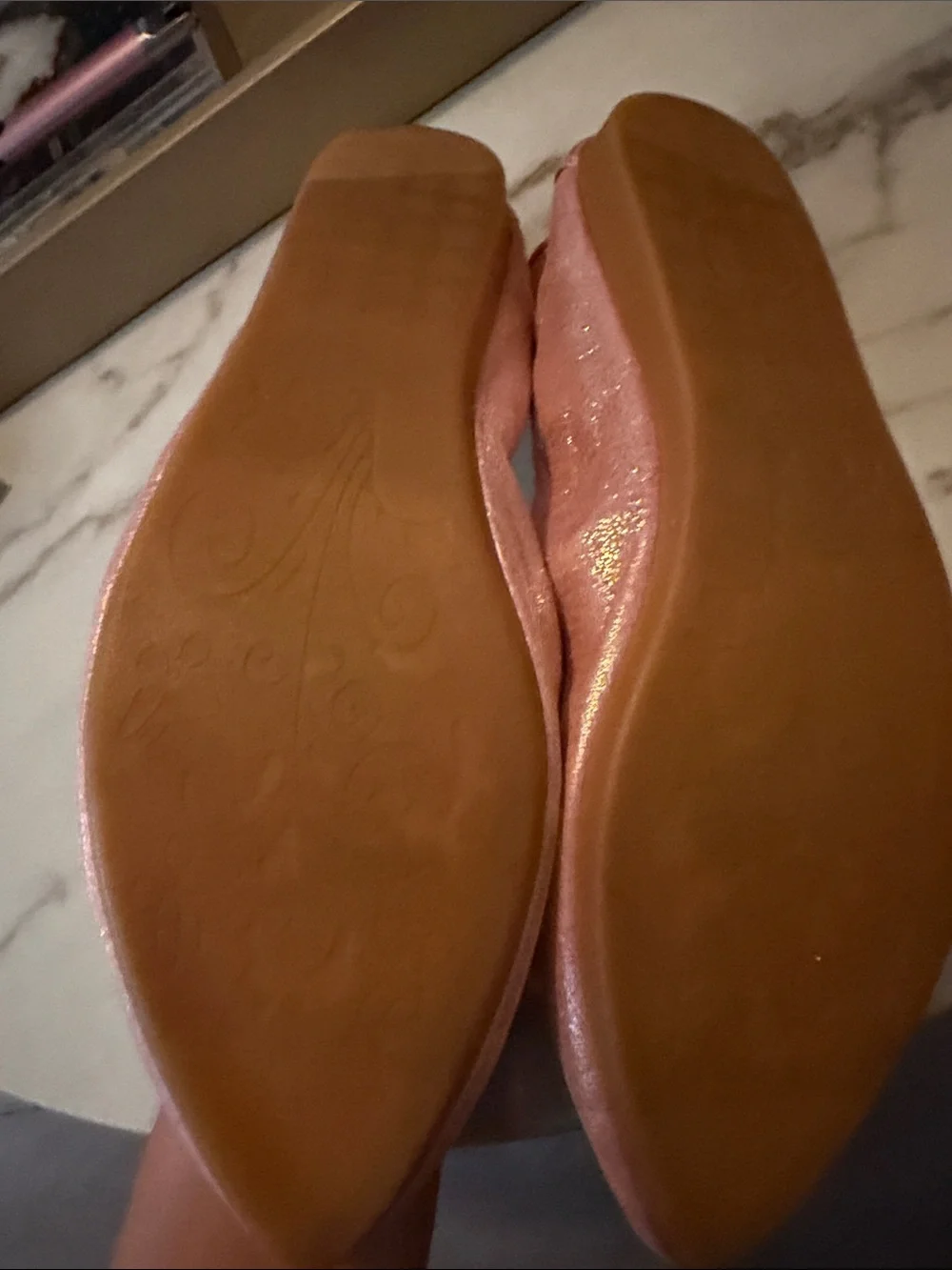 Amazon Pink Pointed-Toe Jeweled Ballet Flats